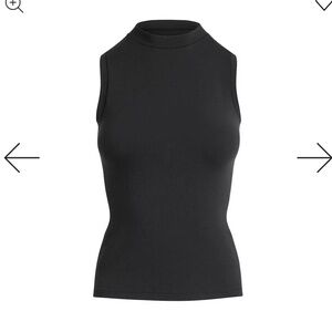 Stretch cotton jersey mock neck tank